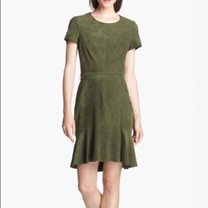 Rachel Zoe “Seine” Goat Belted Suede Dress